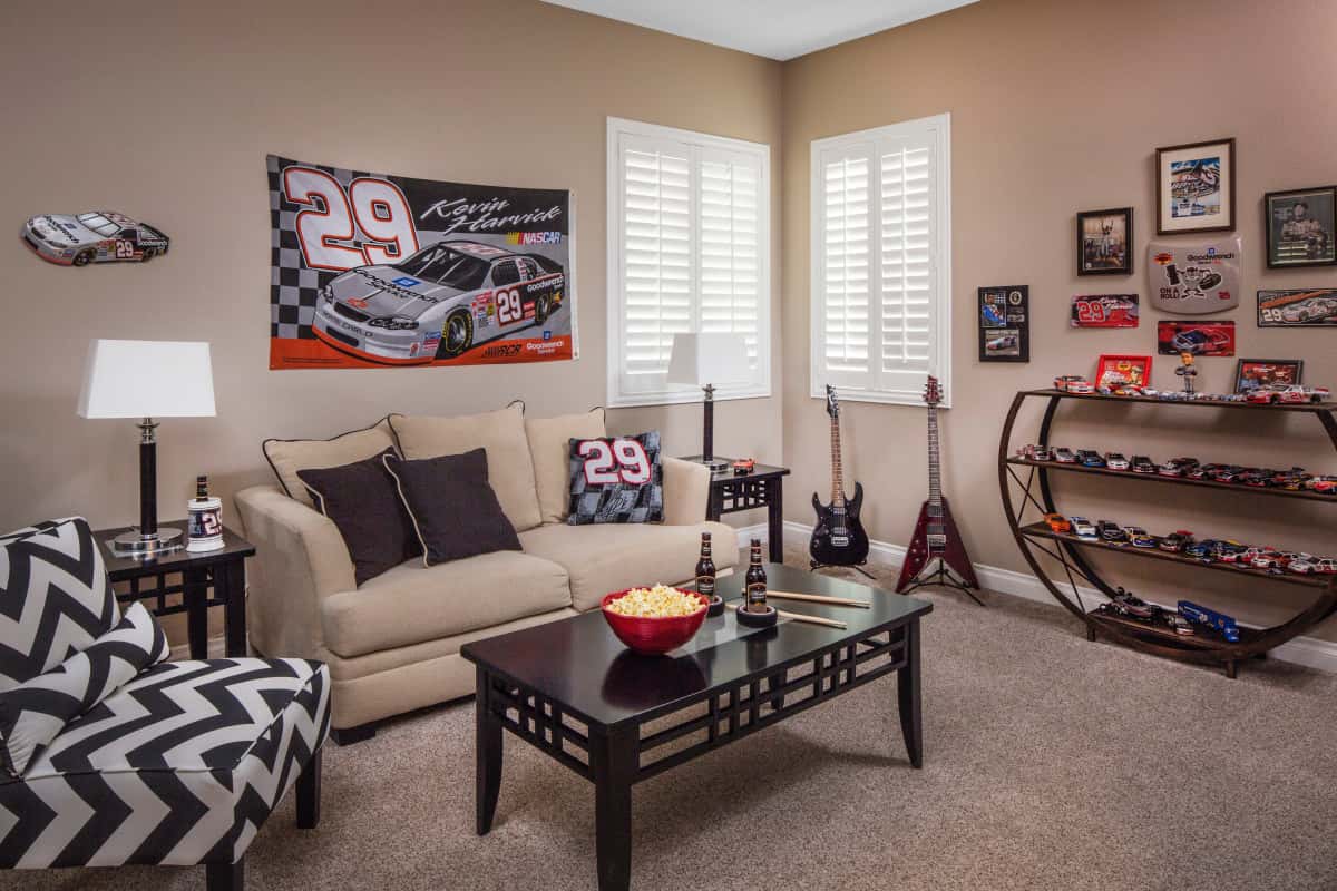 Indianapolis man cave with shutters